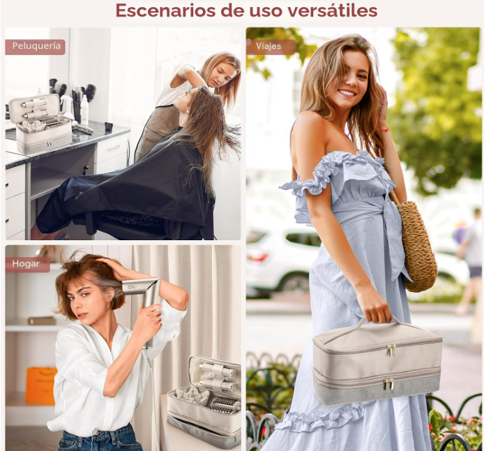 Estuche de doble capa para secador de cabello y accesorios - Protege tu equipo de viaje contra golpes y rayones