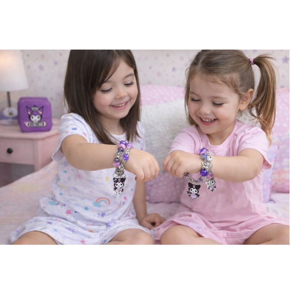 Kit de pulseras Kuromi con dijes infantiles y caja organizadora - Fomenta la creatividad mientras mantiene los accesorios ordenados