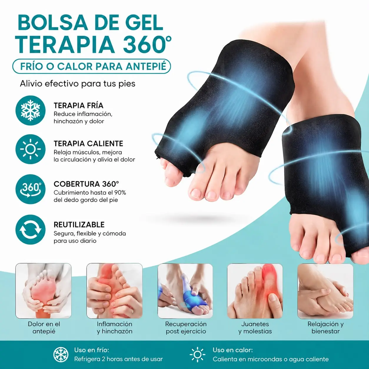 Par de Bolsas de Gel Frio Calor Antepie
