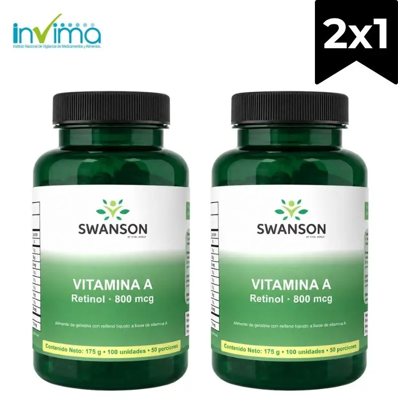 Set x2 Vitamina A Swanson cápsulas blandas 800 mcg - Protege tu visión y fortalece tus defensas diarias - Imagen 2