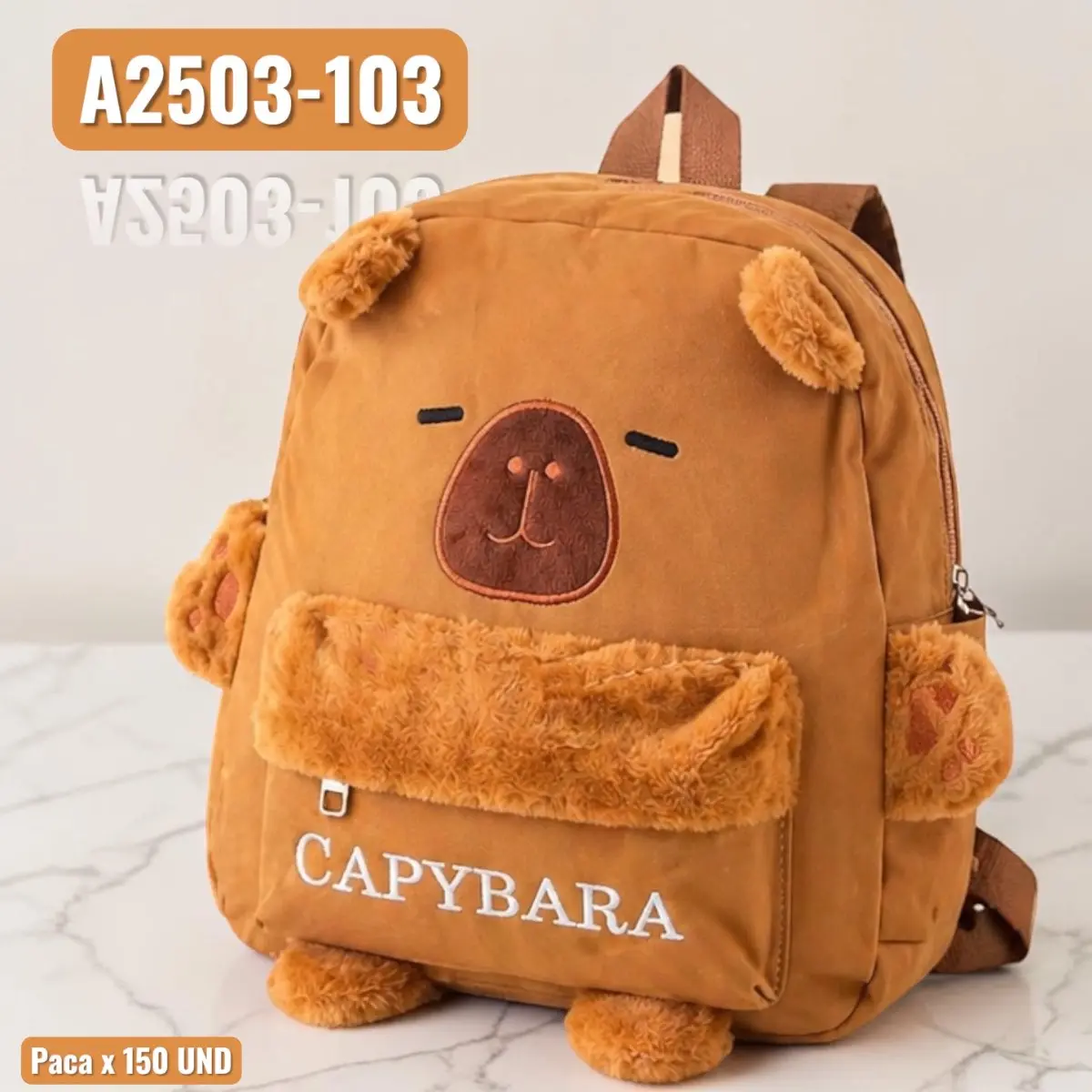 Mochila de peluche con diseño de capibara kawaii - Aporta un estilo tierno a tu atuendo diario