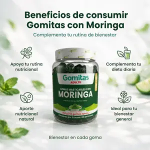 Gomas masticables de moringa 60 unidades sabor frutos verdes - Complementas tu nutrición diaria y mantienes tu vitalidad naturalmente