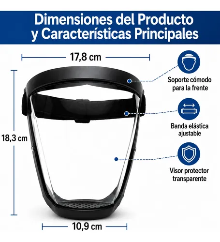 Careta protectora facial de policarbonato con 20 filtros - protege tu rostro contra impactos y polvo durante el trabajo
