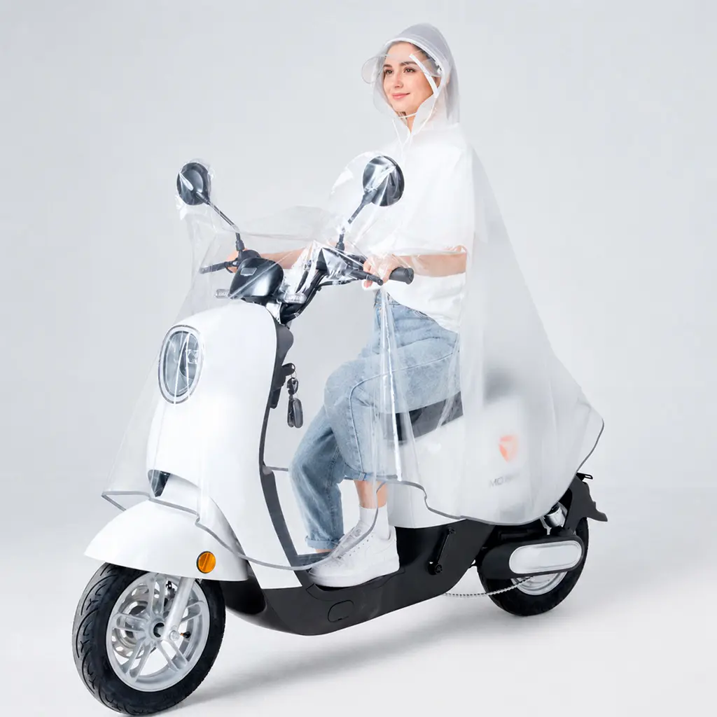 Poncho Lluvia Moto EVA con Capucha Doble Visera y Panel Transparente - Protege a conductor y equipaje manteniéndolos secos en trayectos urbanos bajo lluvia - Imagen 4