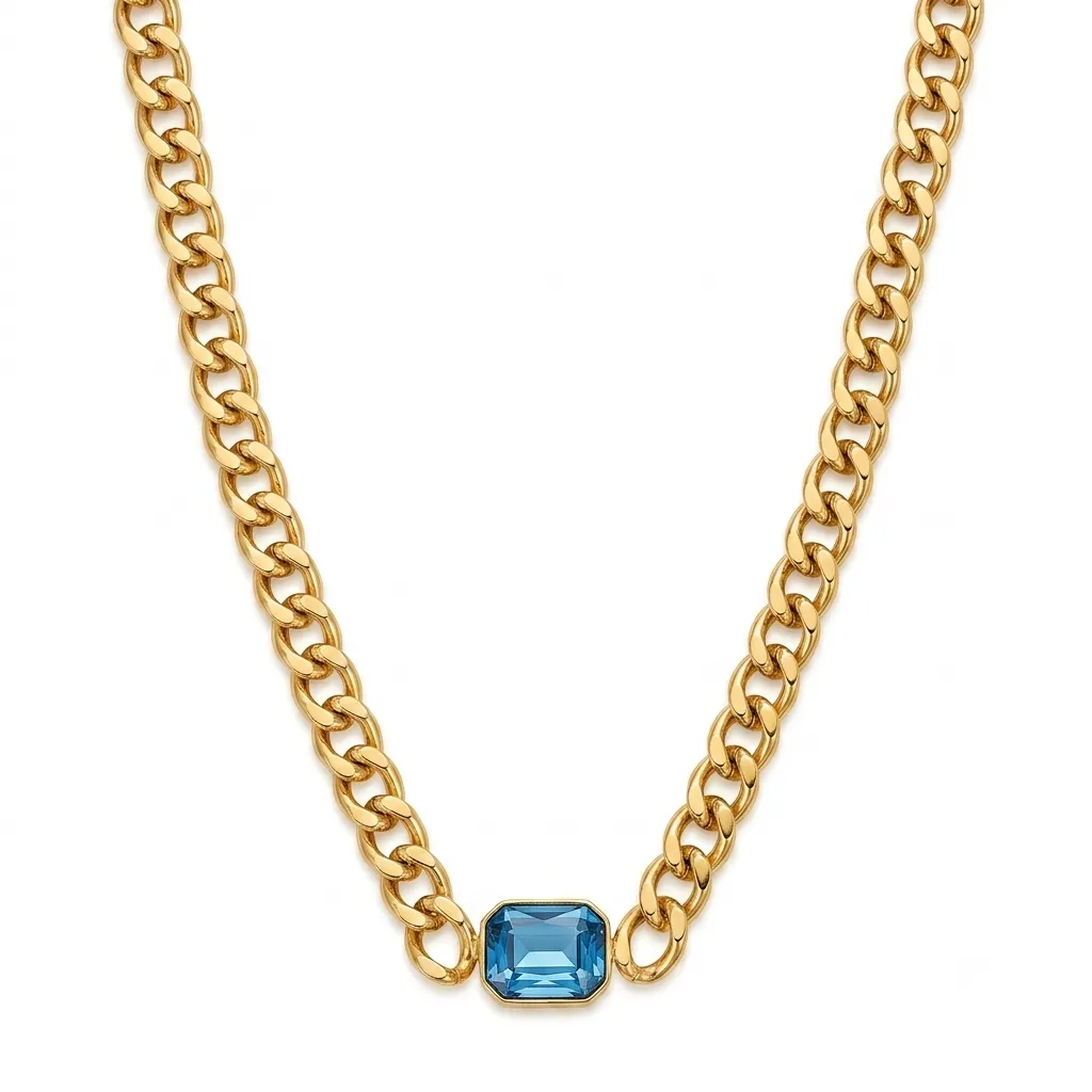 Cadena Dije de Cuarzo 18Cm Dorado