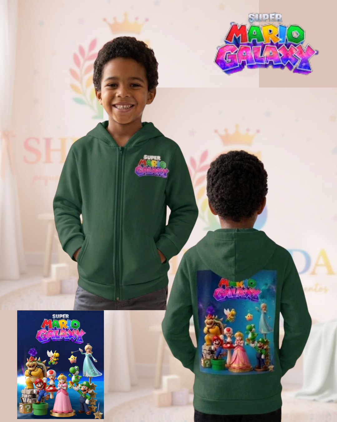 Buso abierto infantil de Mario Bros con cierre y abrigo suave - abriga al niño cómodamente durante sus aventuras diarias - Imagen 2