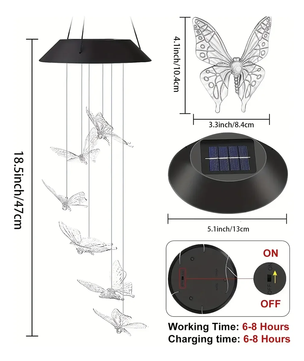 Candelabro Mariposas con Panel Solar