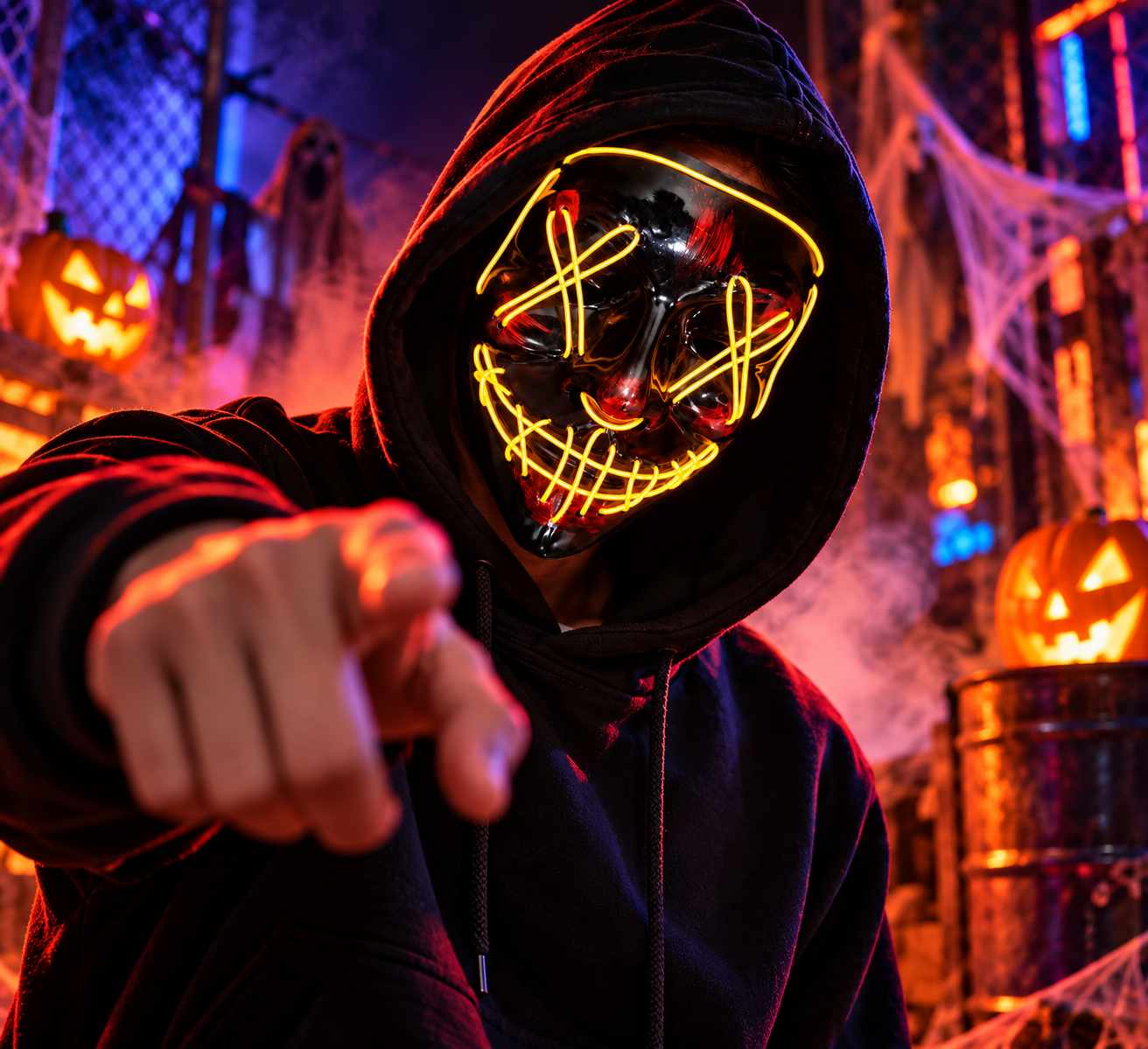 Máscara LED luminosa de Halloween estilo Purga con luz brillante - Destaca en fiestas nocturnas con un estilo tenebroso