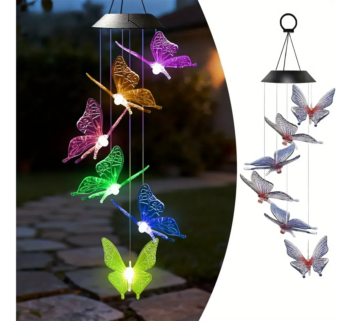Candelabro Mariposas con Panel Solar
