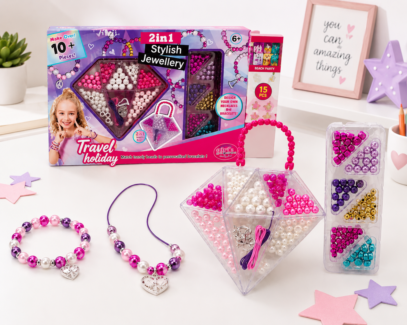 Kit de bisutería para niños con cuentas de colores - Fomenta la creatividad y motricidad fina
