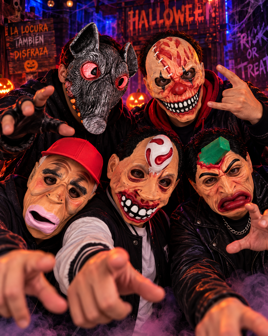 Set x2 Máscara de terror para Halloween con diseño tridimensional y grotesco - asusta a todos en fiestas temáticas y casas embrujadas