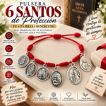 Pulsera de hilo rojo con medallas de 6 santos protectores para hombre y mujer - Lleva siempre contigo un símbolo de fe y protección espiritual
