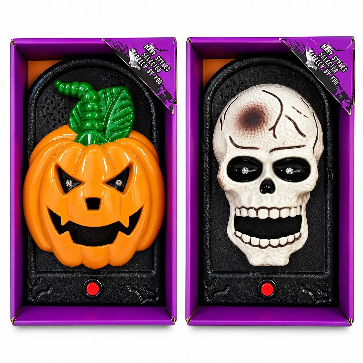 Timbre animado de Halloween con luces LED y sonidos terroríficos - sorprende a tus visitas en la puerta principal