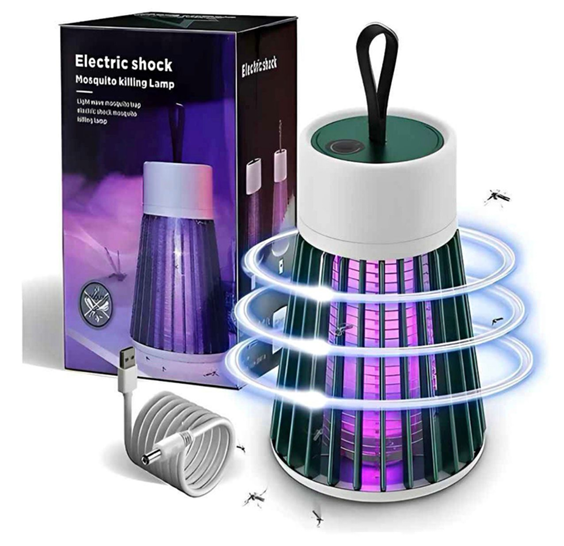 Lámpara atrapa insectos eléctrica emitiendo luz ultravioleta UV azul para moscas y zancudos