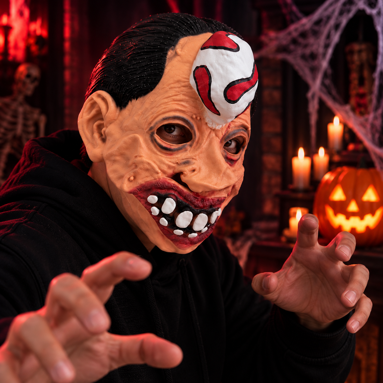 Set x2 Máscara de terror para Halloween con diseño tridimensional y grotesco - asusta a todos en fiestas temáticas y casas embrujadas
