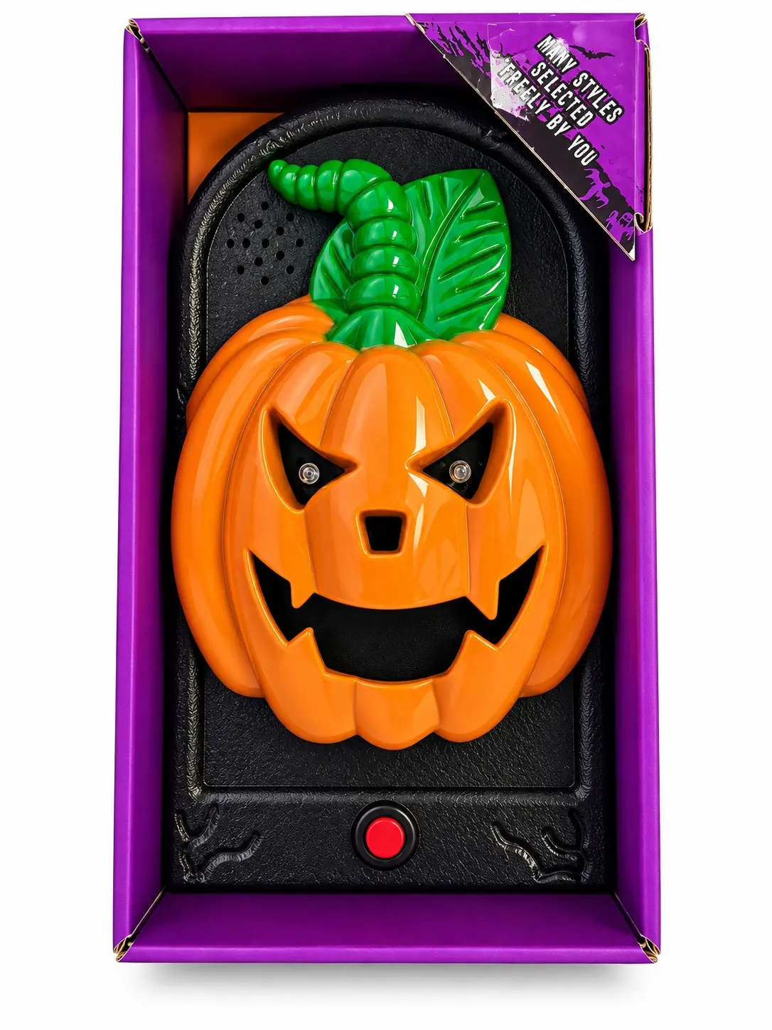 Timbre animado de Halloween con luces LED y sonidos terroríficos - sorprende a tus visitas en la puerta principal