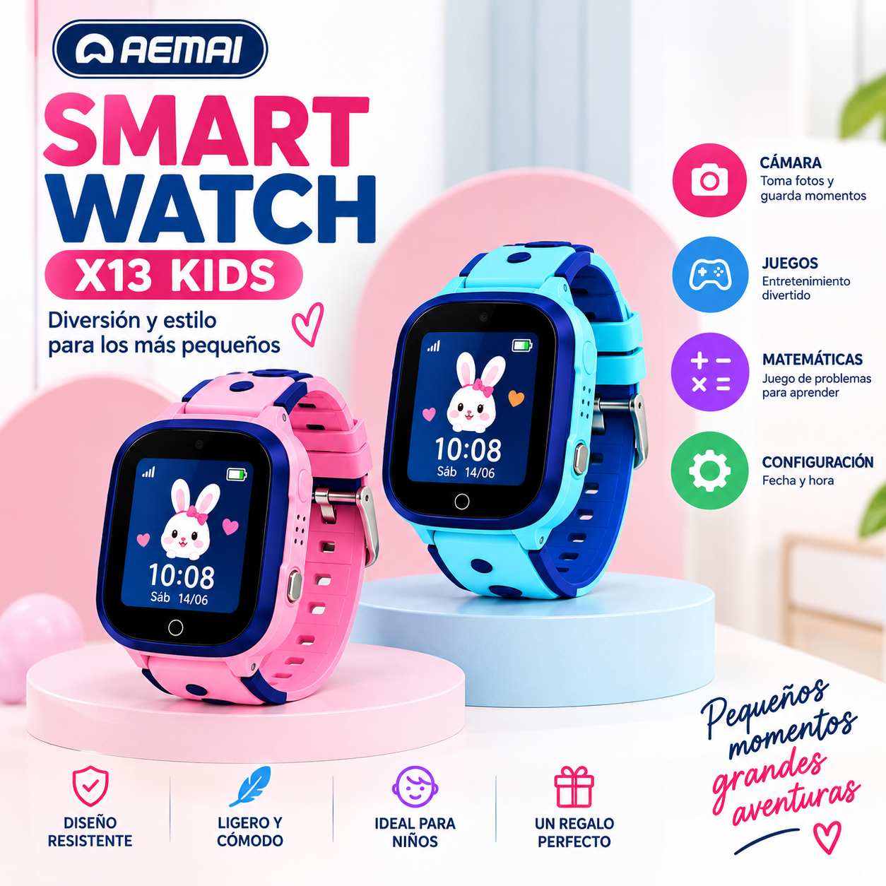 Reloj inteligente infantil X13Kids con juegos y cámara - Mantén a los niños entretenidos y aprendiendo todos los días