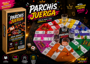 Juego de mesa Parchís Juerga tipo tapete neopreno para adultos - Convierte tus reuniones en una experiencia llena de retos y risas