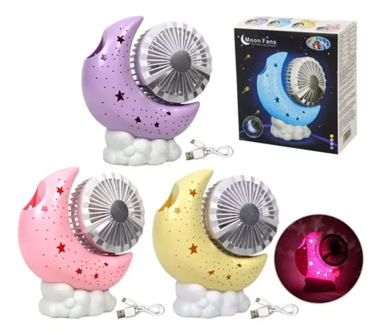 Ventilador con Lampara Mini Luna Recarga