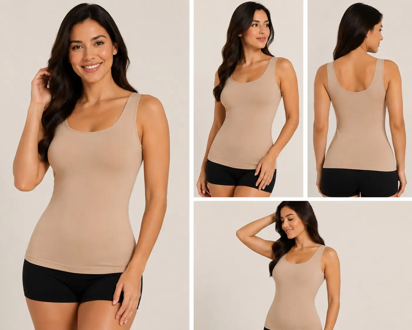Detalle de la tabla de medidas y compresión del tejido elástico de la camisilla faja