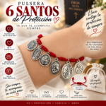 Pulsera de hilo rojo con medallas de 6 santos protectores para hombre y mujer - Lleva siempre contigo un símbolo de fe y protección espiritual - Imagen 3