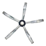 Base metálica cromada en estrella de cinco puntas para silla gamer y oficina vista superior