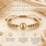 Pulsera Virgencita Milagrosa de acero dorado y hilo - Lleva protección y esperanza contigo diariamente - Imagen 5