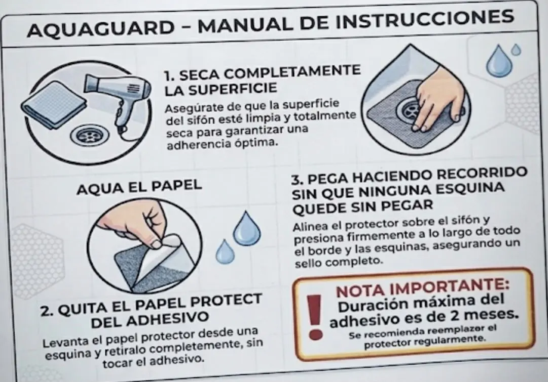 Instalación fácil y retiro higiénico sin ensuciarse las manos del filtro de desagüe