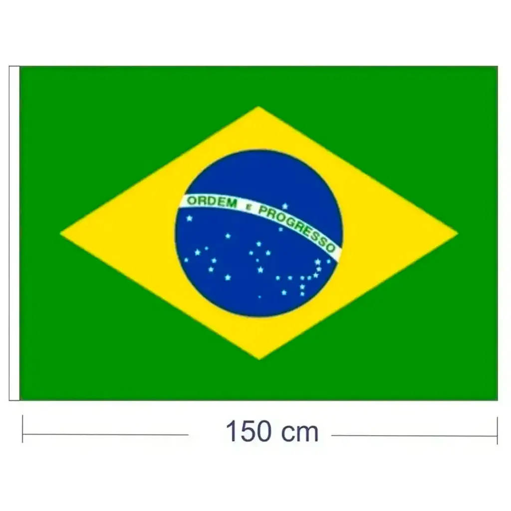 Bandera de Brasil de poliéster para exterior de 150 cm de ancho con diseño oficial verde, amarillo y azul.