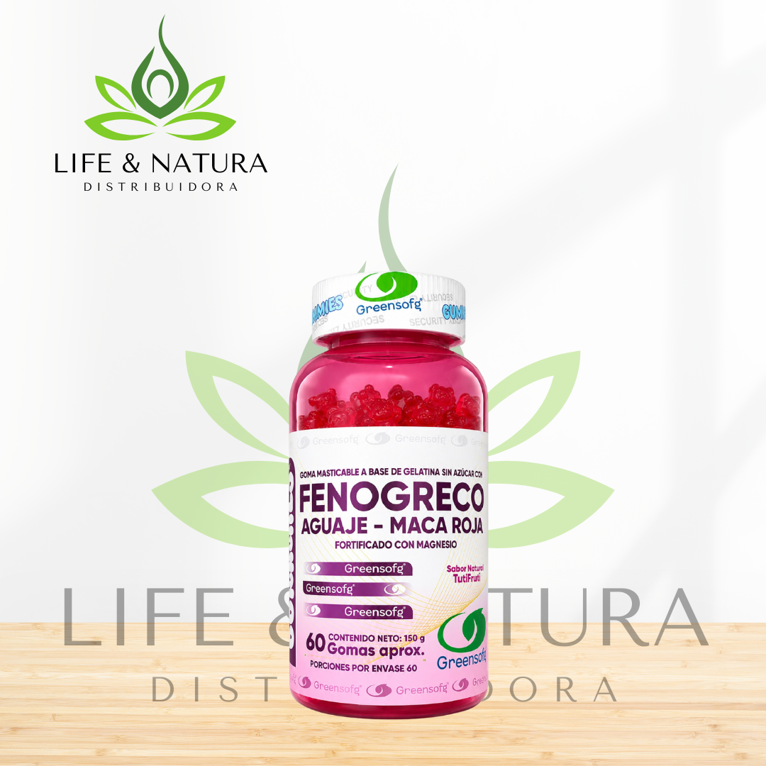 Gomas de fenogreco con aguaje y maca sin azúcar - Mejoran la vitalidad femenina y equilibran tu nutrición diaria