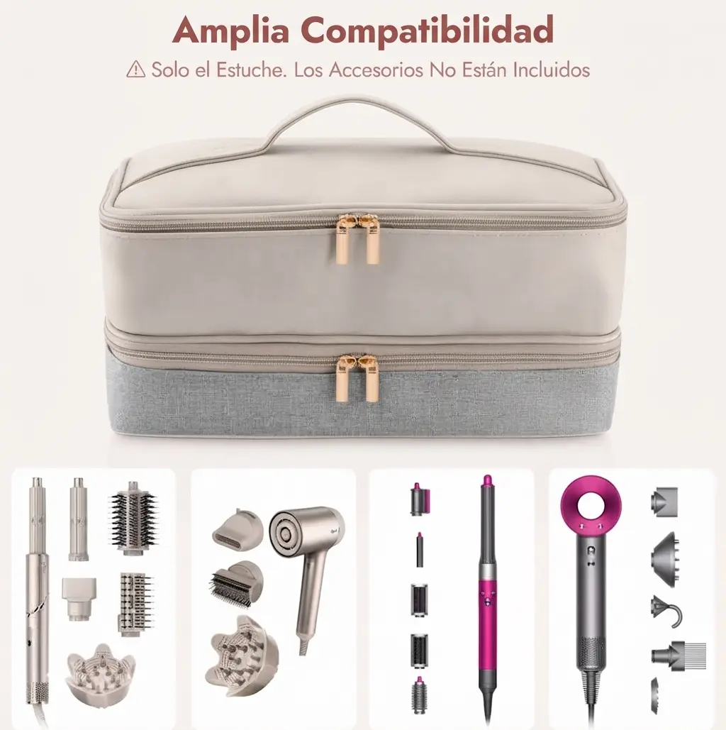 Estuche de doble capa para secador de cabello y accesorios - Protege tu equipo de viaje contra golpes y rayones