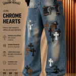 Chrome Hearts Azul Claro Cruces Cuero - Imagen 3