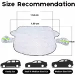 Protector térmico plateado acolchado para parabrisas de autos con medidas de 1.90 m y 1.54 m, con fundas para espejos.