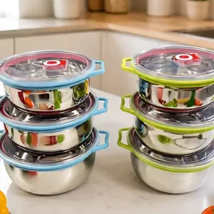 Set de 3 Contenedores en Acero Inoxidable con Tapa Hermetica - Conserva tus Alimentos