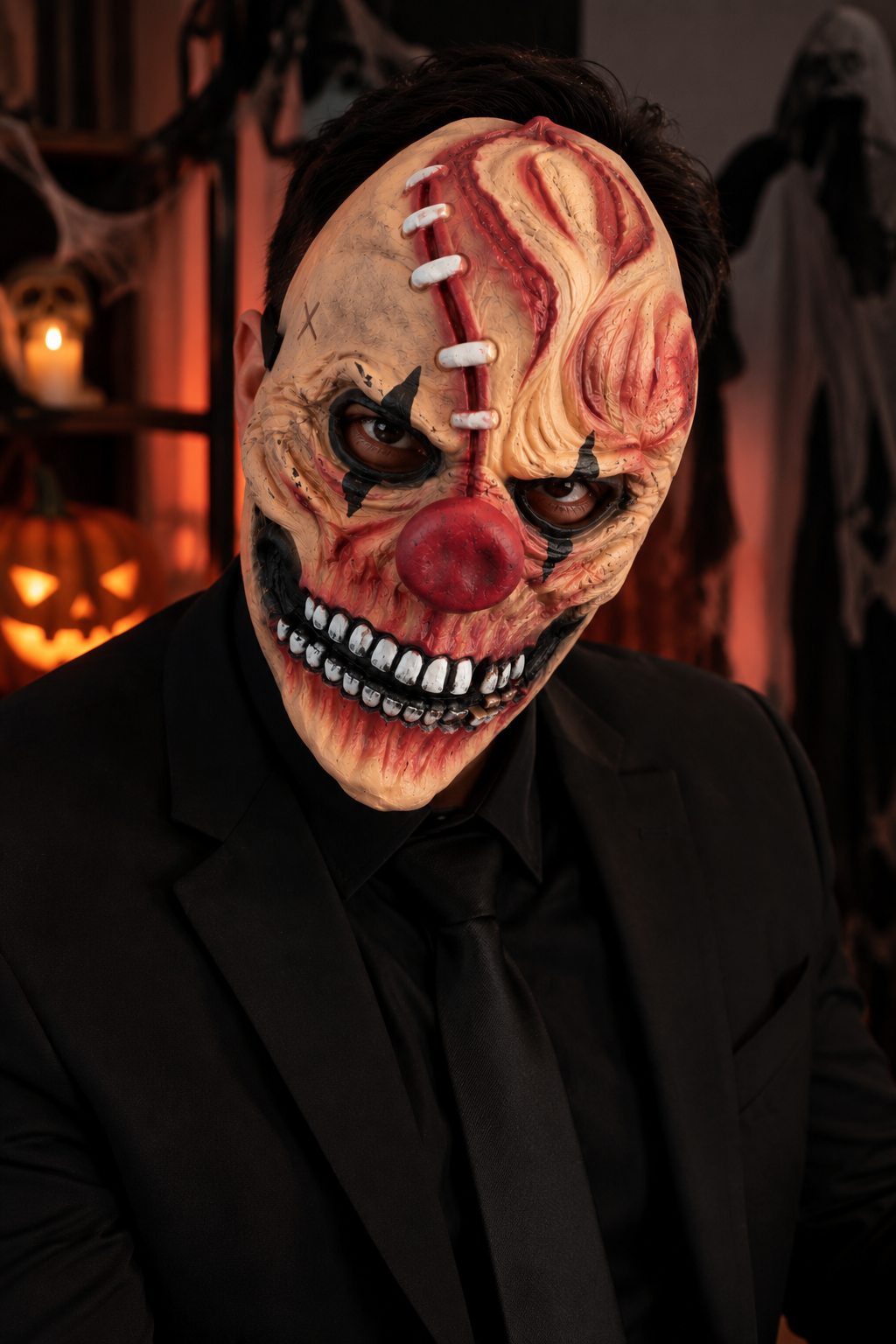 Set x2 Máscara de terror para Halloween con diseño tridimensional y grotesco - asusta a todos en fiestas temáticas y casas embrujadas