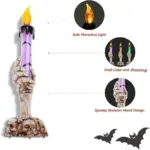 Set x2 Vela LED mano de esqueleto 15 cm decoración Halloween - crea un ambiente gótico seguro en tu hogar - Imagen 6