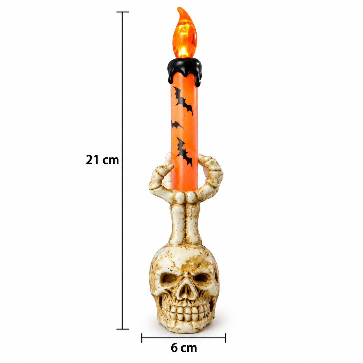 Set x2 Vela LED mano de esqueleto 21 cm decoración gótica Halloween - Ilumina tus espacios con una atmósfera misteriosa sin fuego real