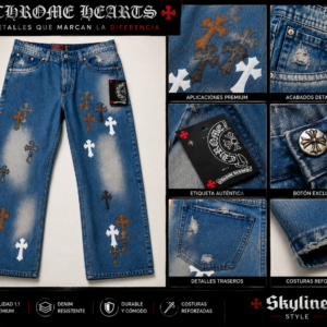 Chrome Hearts Azul Claro Cruces Cuero