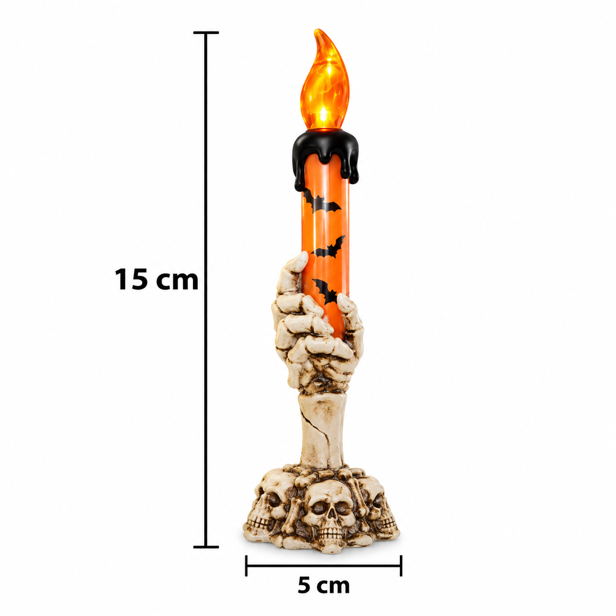 Set x2 Vela LED mano de esqueleto 15 cm decoración Halloween - crea un ambiente gótico seguro en tu hogar