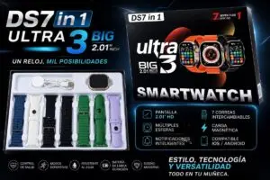 Smartwatch Deportivo DS7 7 en 1 con Llamadas y Correas Intercambiables - Monitorea tu salud física y personaliza tu estilo diario
