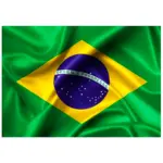 Bandera de Brasil de 150x90 cm en poliéster brillante con efecto satinado al viento, ideal para exterior y eventos deportivos.