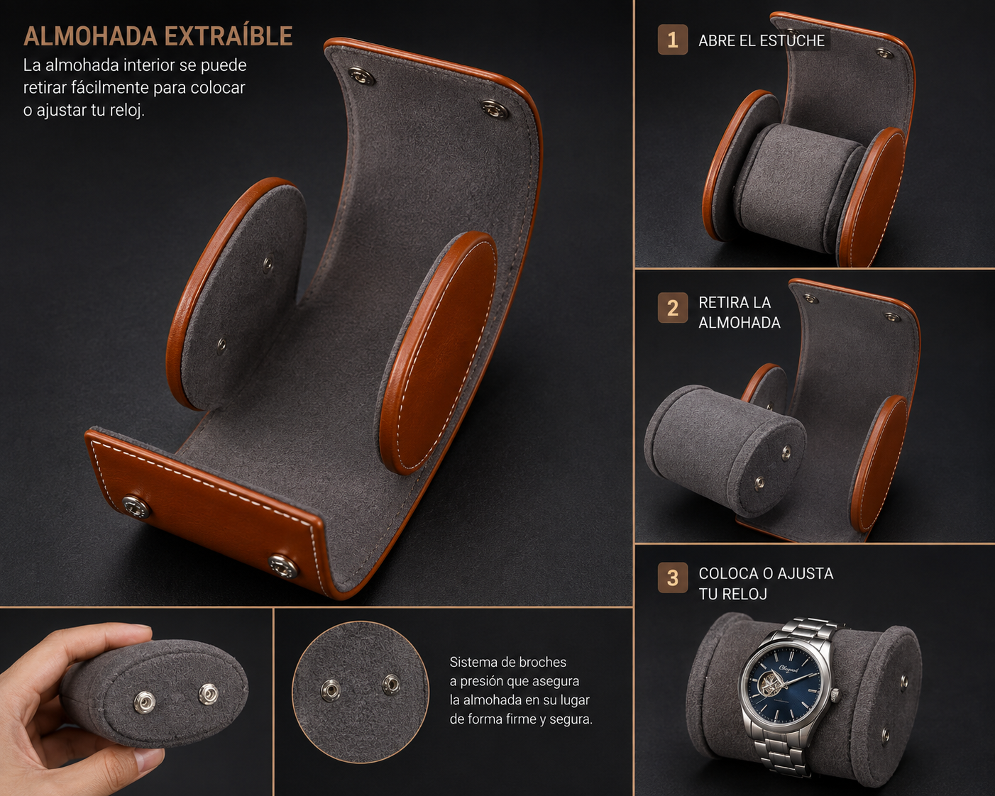 Set x2 Estuche Relojero Cilíndrico de Lujo - Protege sus relojes de rayones y golpes durante sus viajes