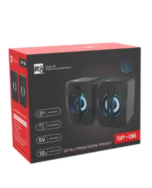 Set x2 Parlante para PC SP-06 multimedia con luces LED y USB - mejora el sonido en tus clases y videollamadas