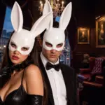 Máscara de conejo blanca minimalista con correa ajustable - Destaca en fiestas de disfraces y sesiones fotográficas