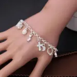 Pulsera de dijes colgantes de aleación con baño de rodio - Expresa tus metas personales y resalta tu estilo diario - Imagen 3