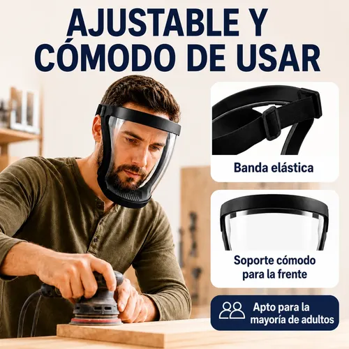 Careta protectora facial de policarbonato con 20 filtros - protege tu rostro contra impactos y polvo durante el trabajo