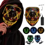 Máscara LED luminosa de Halloween estilo Purga con luz brillante - Destaca en fiestas nocturnas con un estilo tenebroso - Imagen 3