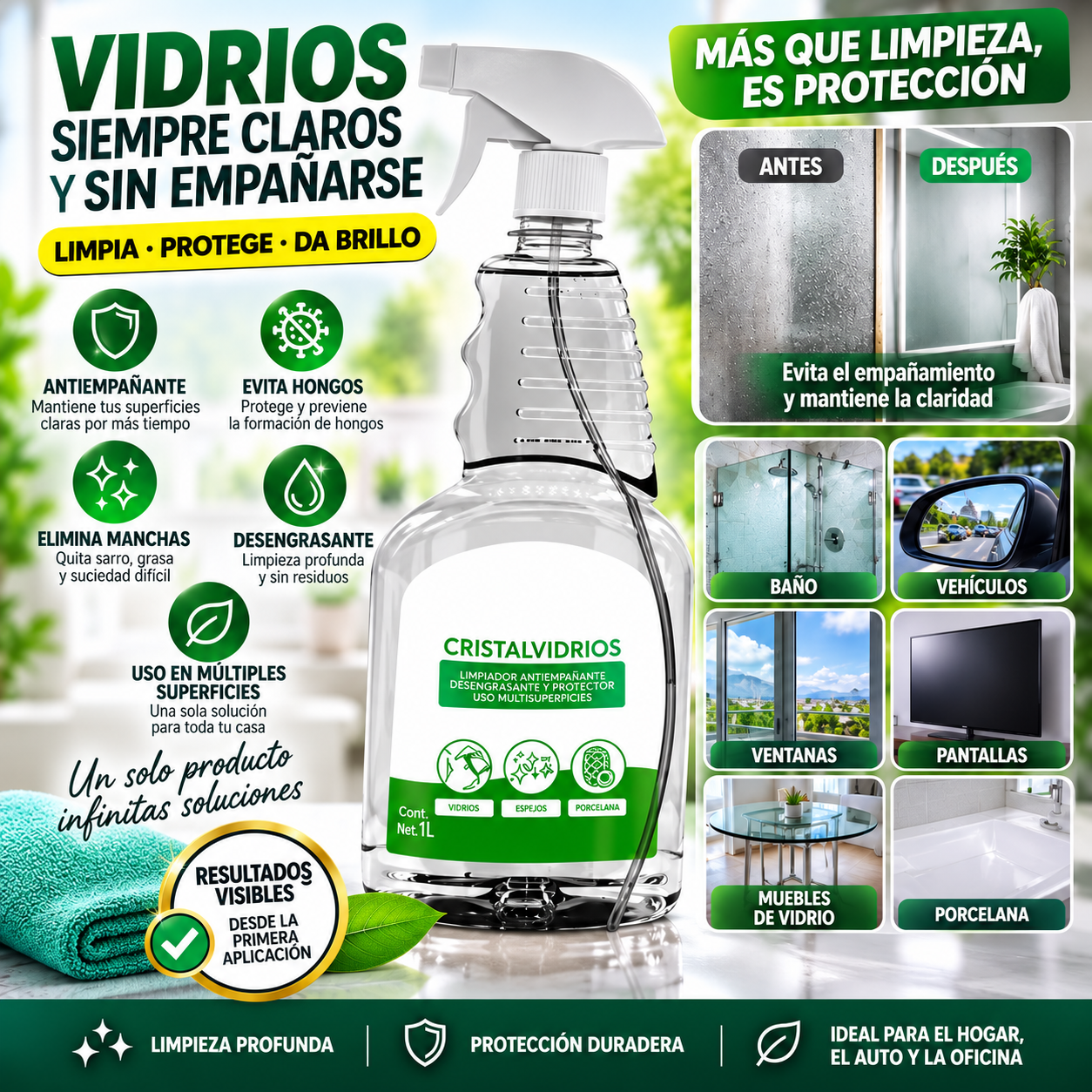 Set x2 Limpiador multisuperficies en spray para hogar y auto - Remueve grasa y suciedad sin dejar marcas