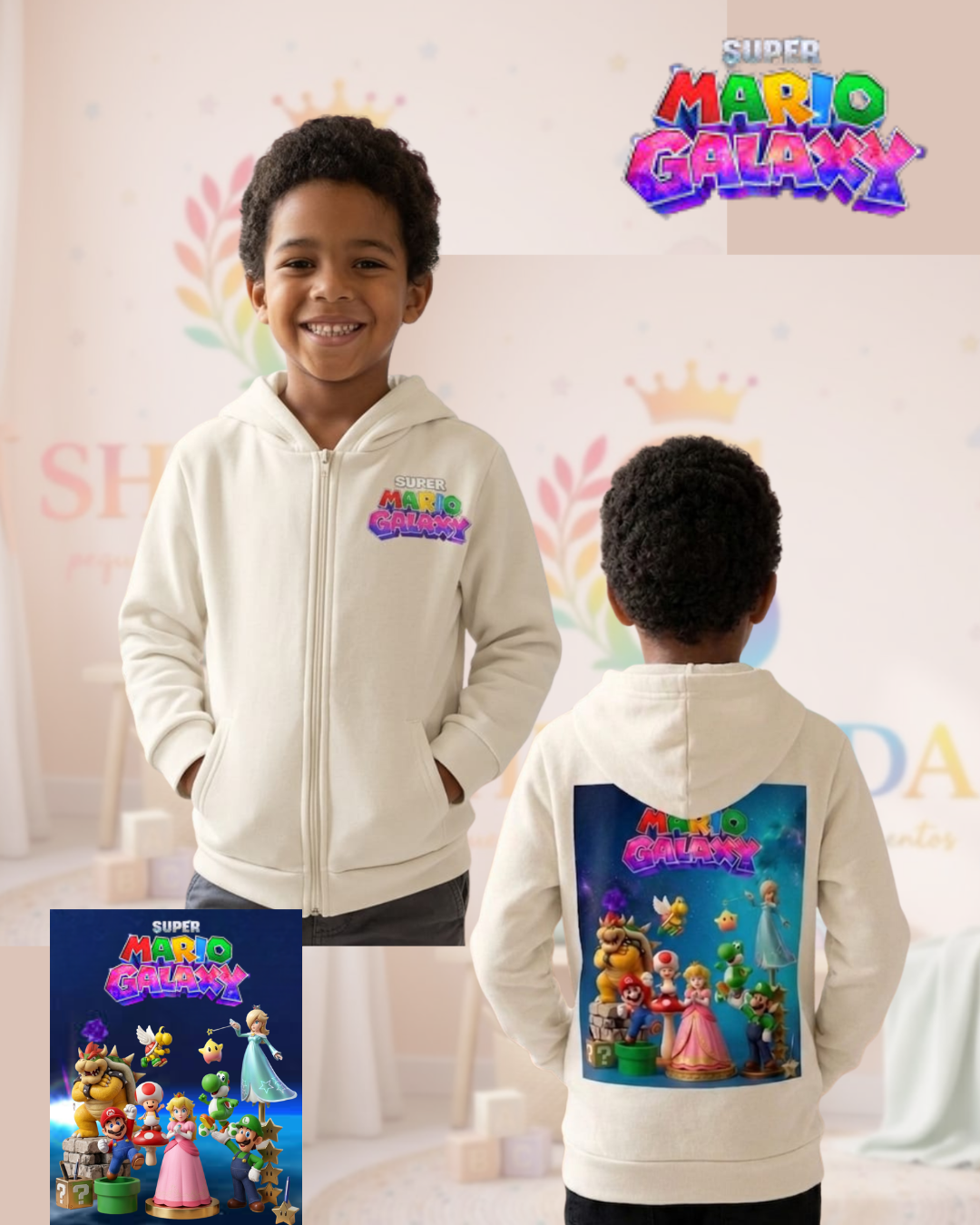 Buso abierto infantil de Mario Bros con cierre y abrigo suave - abriga al niño cómodamente durante sus aventuras diarias - Imagen 3