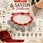 Pulsera de hilo rojo con medallas de 6 santos protectores para hombre y mujer - Lleva siempre contigo un símbolo de fe y protección espiritual - Imagen 2